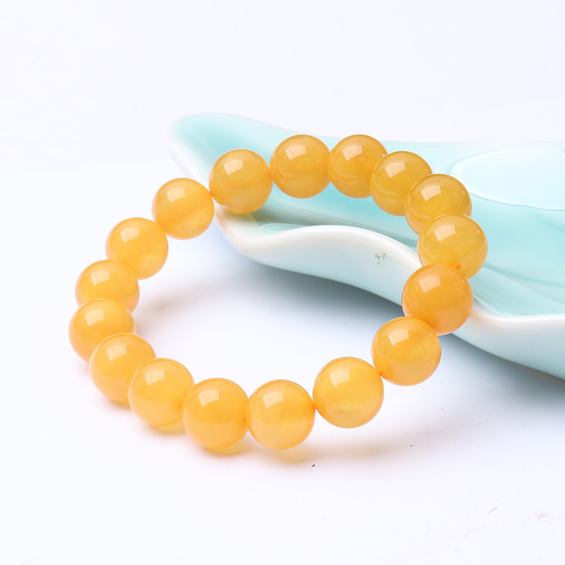 映时鸡油黄蜜蜡单圈手串11MM