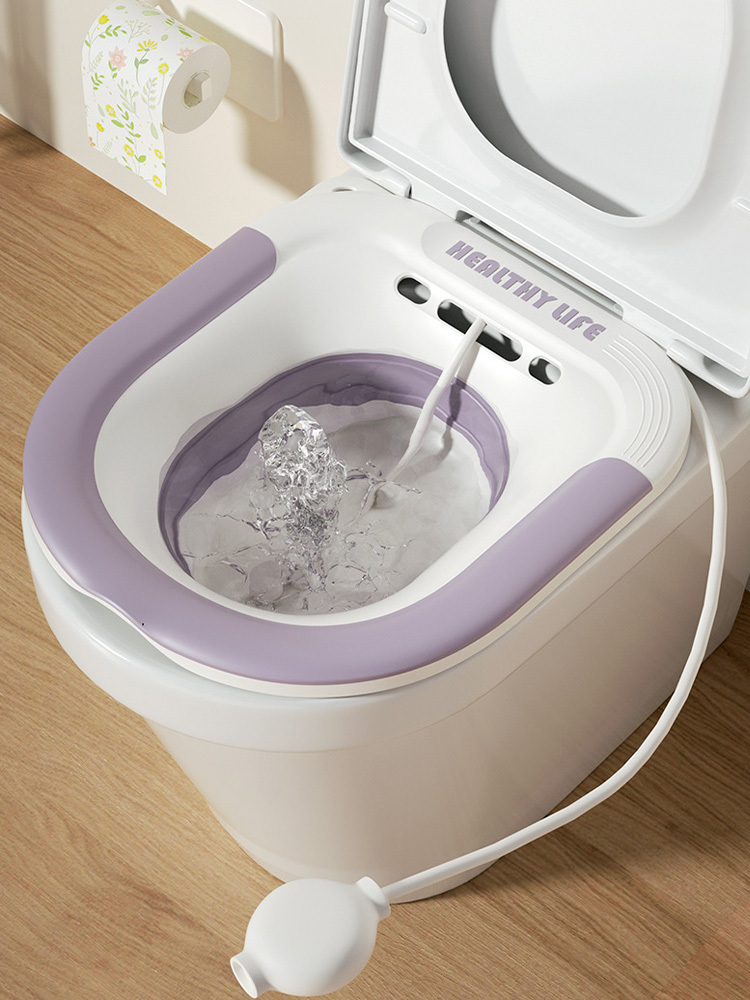 带冲洗坐浴盆折叠免蹲洗盆洗屁股泡药盆·紫色
