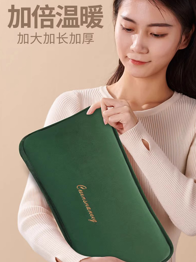 国标充电双插手热水袋防爆暖水袋暖宝宝电暖宝热宝加长暖被窝·灰色