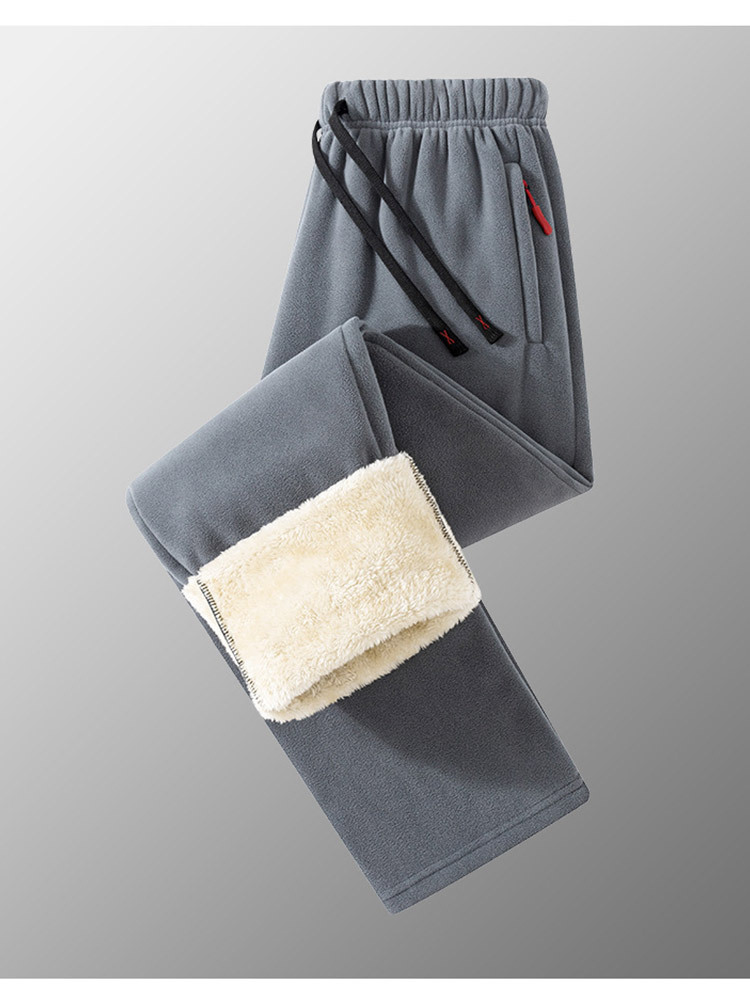 【双面绒/男女同款/300斤内穿】羊羔绒摇粒绒加厚高克重保暖休闲裤·藏青束脚