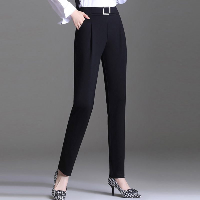 【190斤内可穿】春季新款时尚哈伦裤·方扣常规黑色长裤