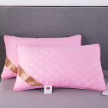 粉色网双边绗缝高枕