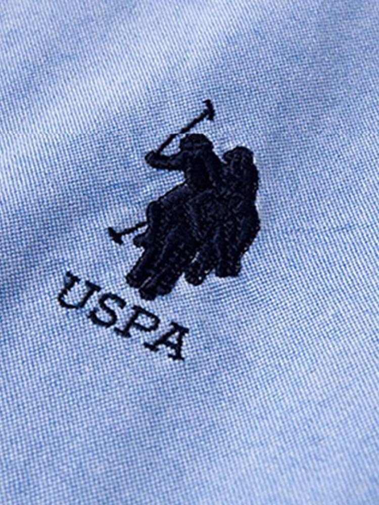 U.S.POLO ASSN.全棉绣花牛津纺长袖衬衫21112·蓝色