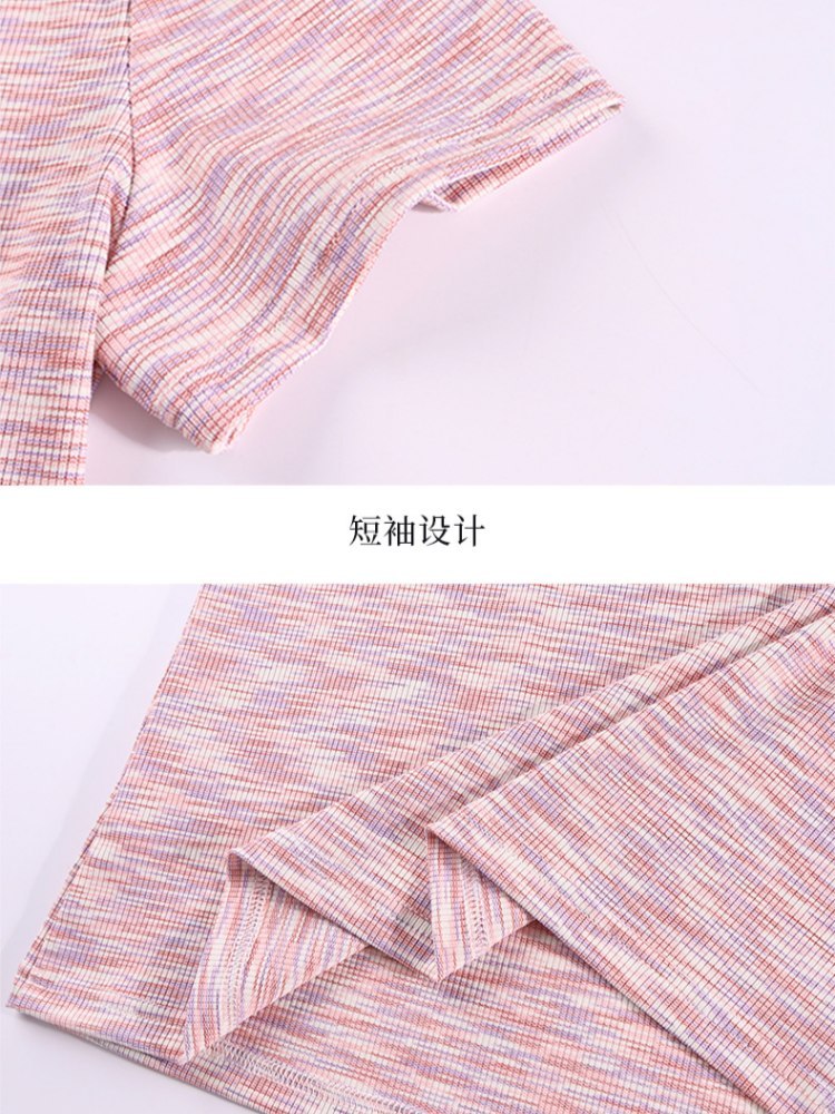 轩凌子段染混色U领T恤XS82620141·黑灰色