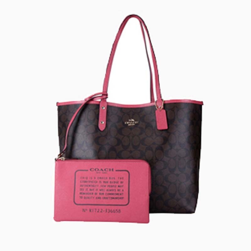 coach双面拼色托特包双色