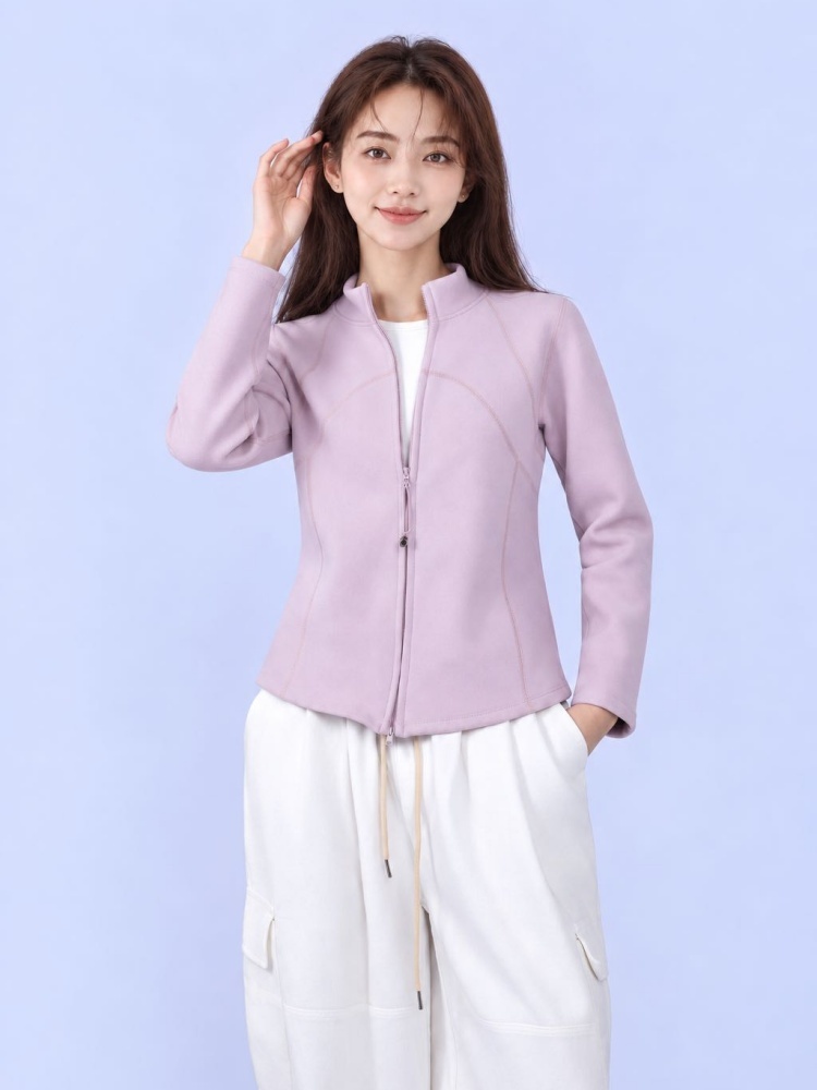 立领锁温衣A691·粉紫