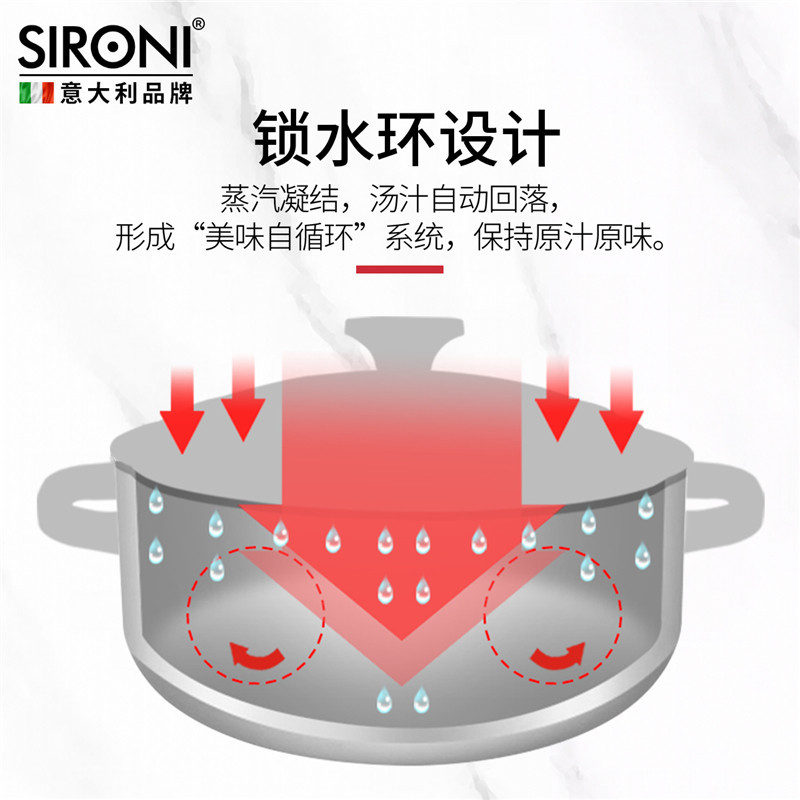 SIRONI/斯罗尼 酷彩系列 珐琅铸铁汤锅 22CM/2.8L 3色可选·粉色