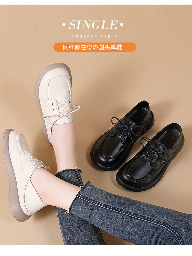 【一鞋两穿 牛皮软底】新款英伦风舒适圆头百搭乐福鞋·黑色