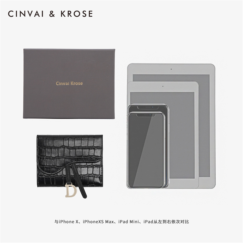 CinvaiKrose牛皮钱包女短款零钱包皮夹女包K6071·黑色