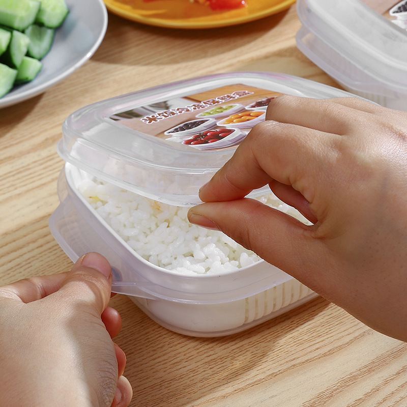 家用米饭分装保鲜盒可冷冻可微波炉加热米饭盒菜饭分离米饭分装盒·白色