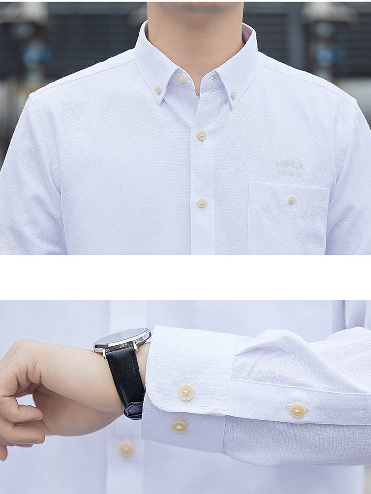 JEEP 新款长袖工装衬衫男士衬衣纯色HL7240·白色
