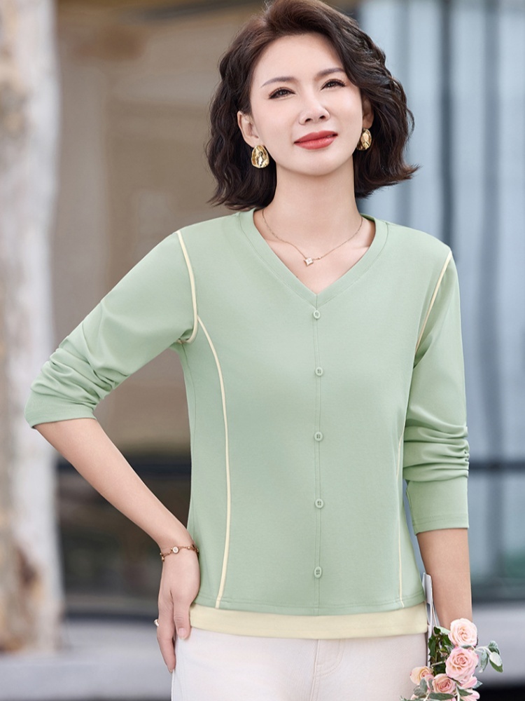 【92精梳棉】轩凌子高支撞色V领T恤S82610016·深花灰