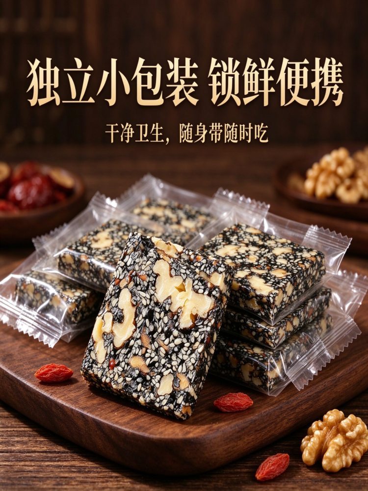 黑芝麻枸杞核桃红枣核桃糕 200克*4袋 软糕点健康独立包装切糕解馋