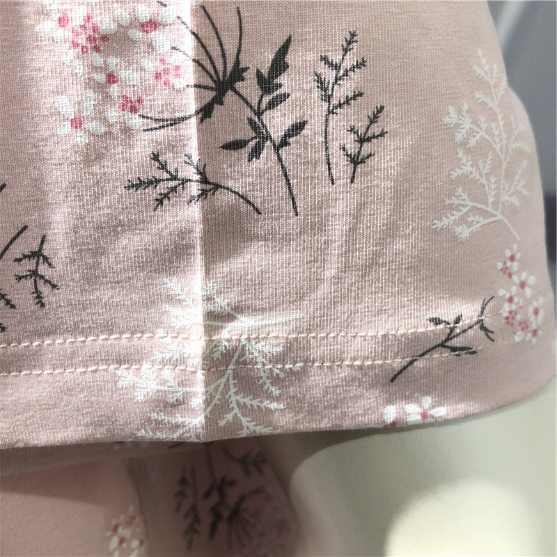 纤丝鸟温馨优雅女士圆领短袖长裤套装·20092-粉底花
