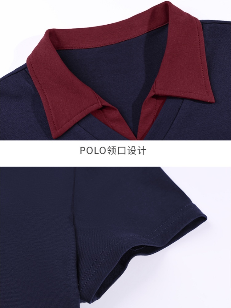 【92精梳棉】轩凌子拼接翻领短袖T恤S82520071·花灰色