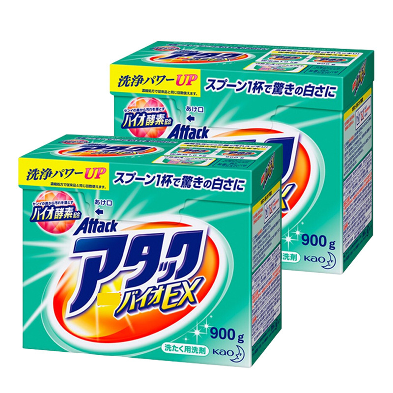 花王（KAO） 洁霸洗衣粉酵素净白持久留香日本原装进口 900g *2盒