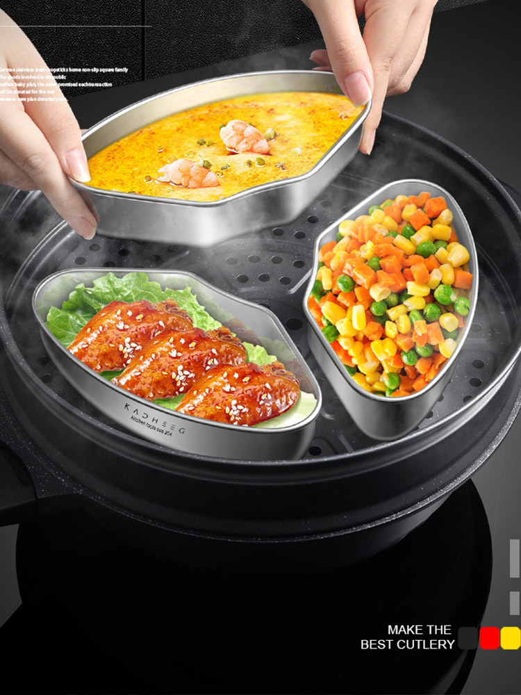 3个304分隔带盖蒸盘电饭煲饭菜隔水蒸盒辅食蒸碗