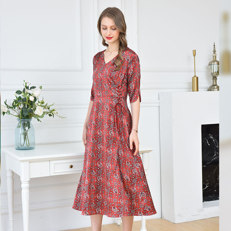 恒源祥fazeya纯桑蚕丝809真丝女裙·809-3红色