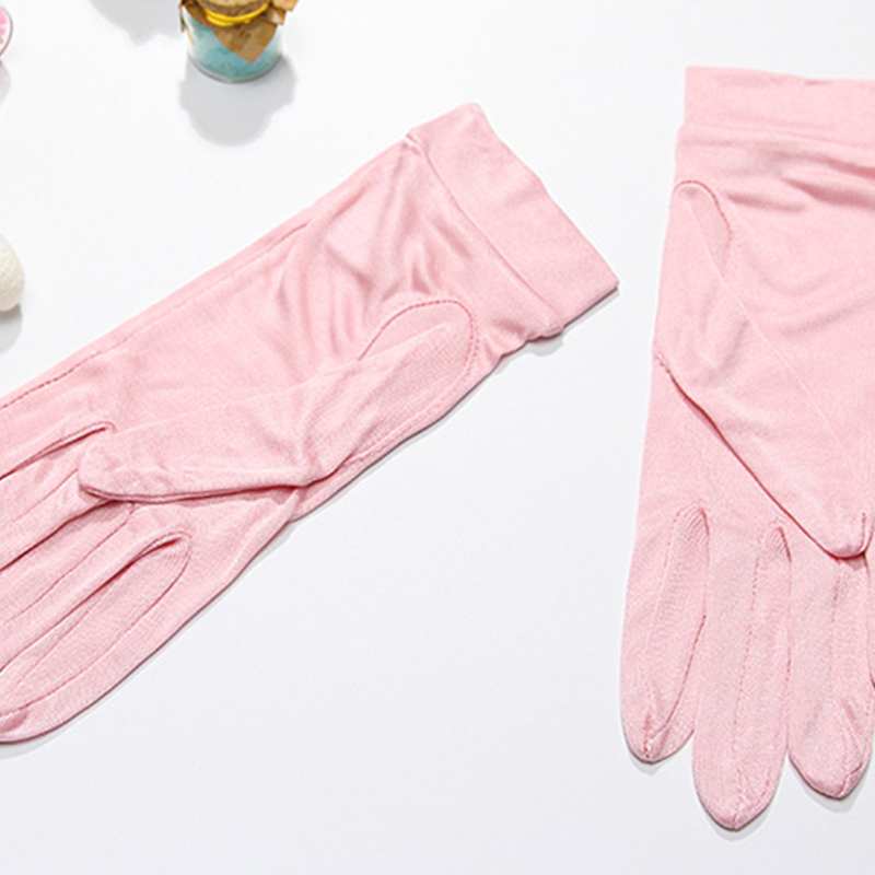 丁摩 桑蚕丝手套针织保湿滋润嫩白防晒手套·粉色