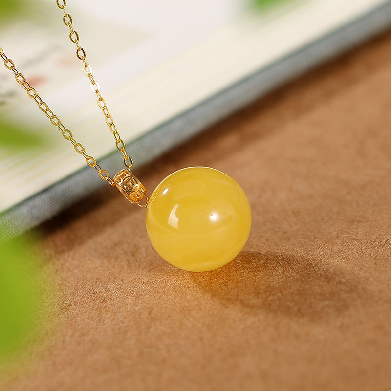 尊丽尚jaleesa18k金蜜蜡圆珠吊坠13mma