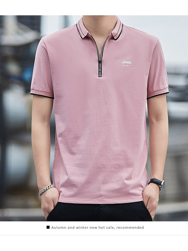 JEEP 夏季Polo衫男短袖t恤男士7217·粉色