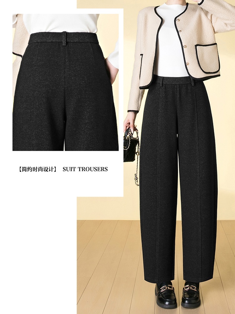 【大牌代工厂出品】和顺圣加厚绒醋酸羊毛呢弯刀裤3066A·黑灰色