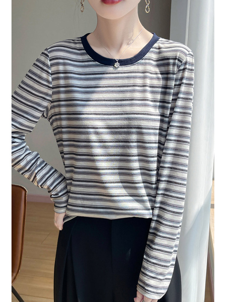新款超细纤维透气多彩条纹气质减龄防晒衫·炫彩条纹