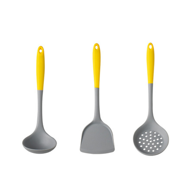厨房烘焙双色硅胶三件套·铲+勺+漏勺