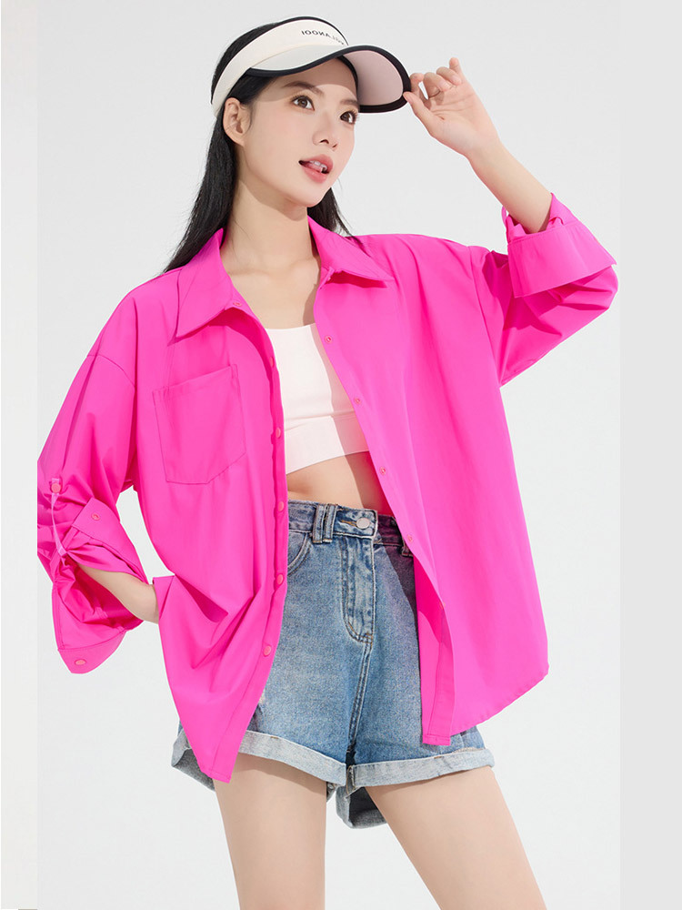 【质检UPF50+/专柜同款】设计师时尚冰感透气防晒衬衫·火龙果色