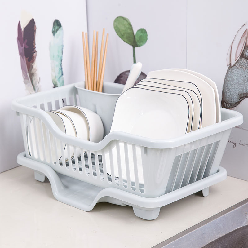 多派厨房大号塑料碗柜碗碟沥水架碗筷收纳盒颜色可选·米色