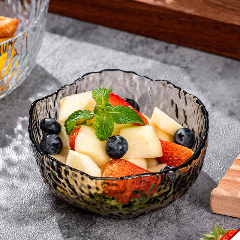 CCKO玻璃沙拉碗餐具套装家用汤面碗高甜品碗水果盘·灰色650ml