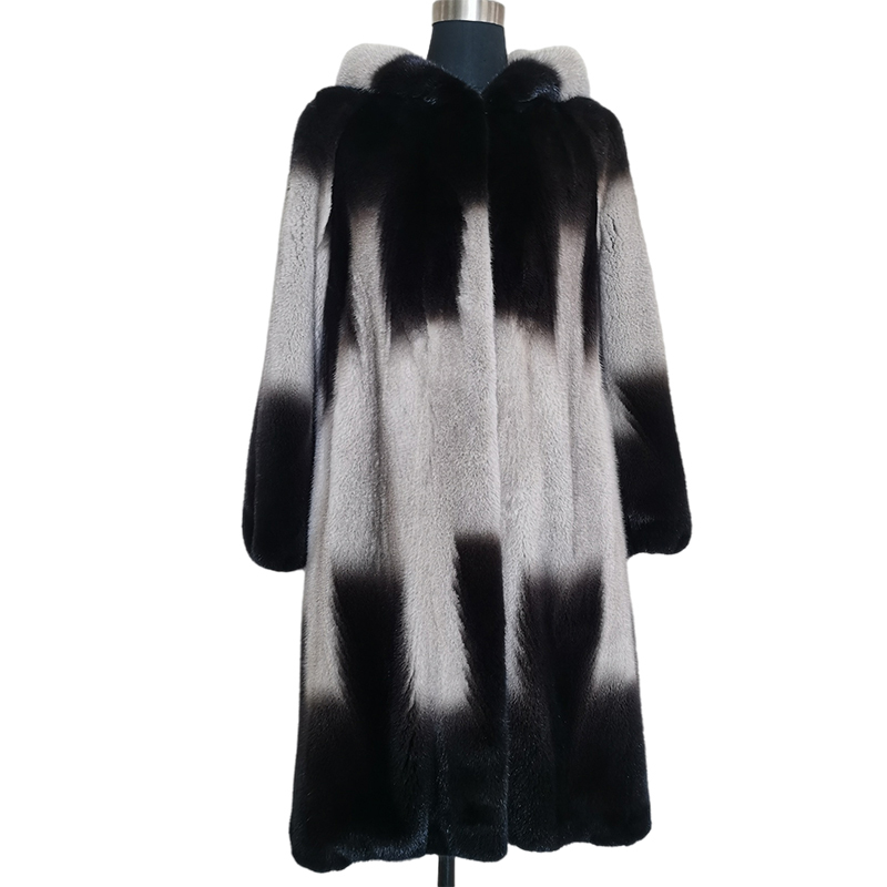 索娜斯段染丹麦进口水貂大衣·银蓝色