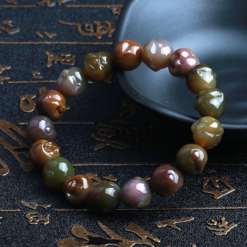 老冯记 精选盐源玛瑙满色满肉佛头 手链a
