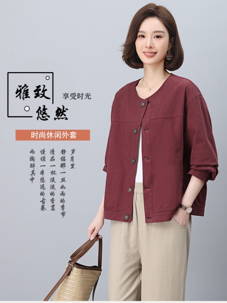 布客纯棉短款圆领休闲外套BKYJT9956·卡其色