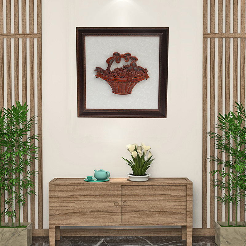 百年许氏 香樟木实木木雕挂架装饰画