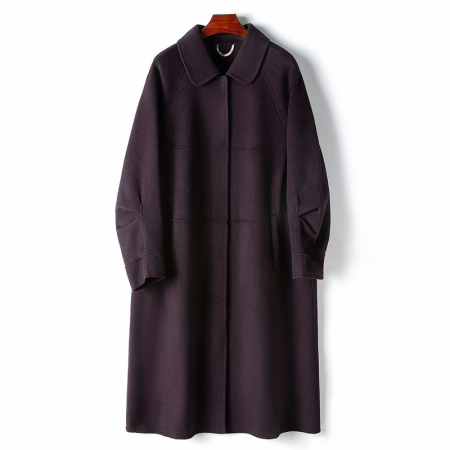 【100羊毛】大码双面呢长款宽松大衣YLN11913C·紫色
