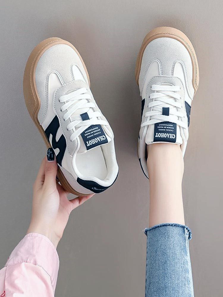 春秋简约皮面增高运动板鞋德训鞋TQ102#·米色