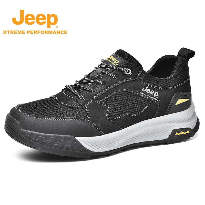 jeep男鞋夏新款网面透气运动鞋薄款P311291201·黑色