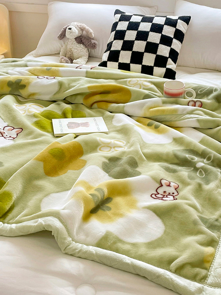 多宝雅拉舍尔双层加厚毛200*230cm 6.8斤·清新朵朵