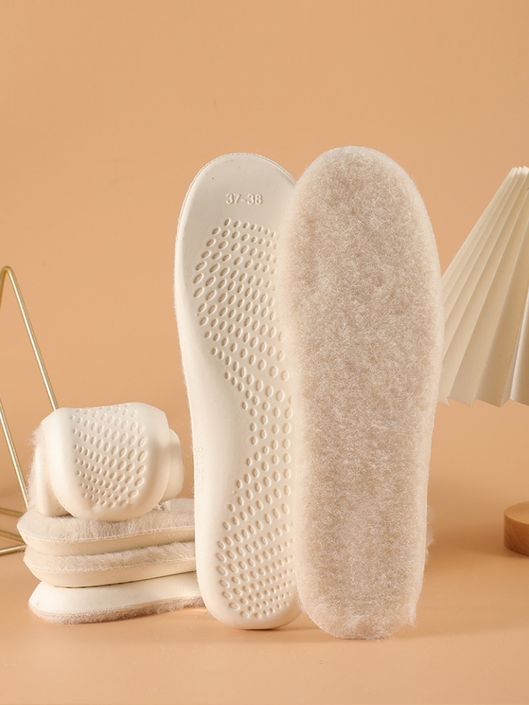 4双纳盾羊毛乳胶保暖鞋垫5128-6·米白色