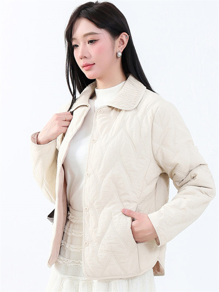 天幕韩版暖羊百搭气绒服·米杏色