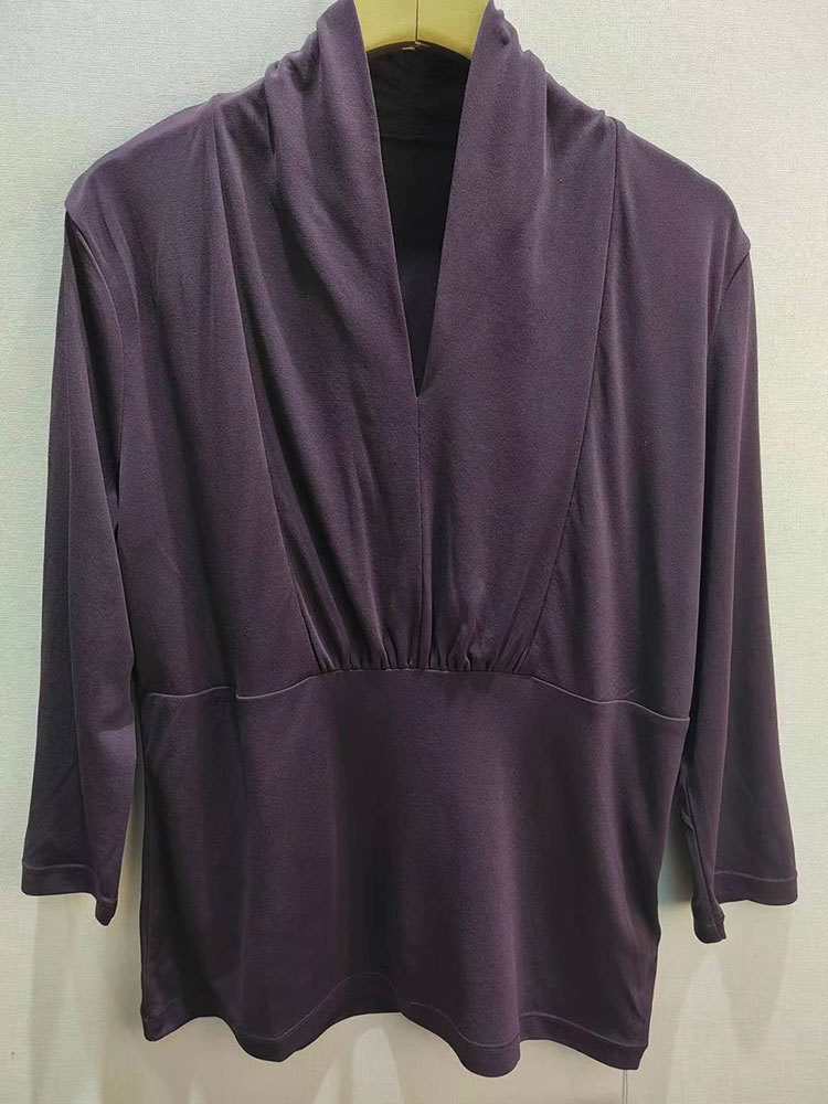 Rifugio Vo桑蚕丝长袖女衫纯色5130·鸢尾紫