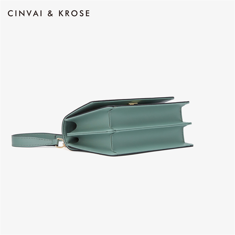 CinvaiKrose 包包斜挎包小方包包女链条包秋女包B6203A·米白配绿