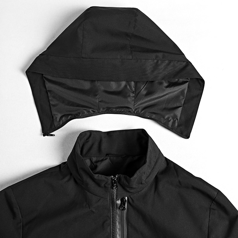 [质数ZS]男士立领脱卸帽休闲夹克衫·黑色