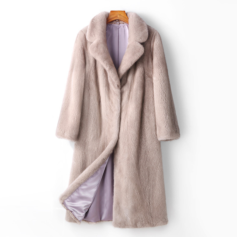 格兰雅芝 长款翻领水貂大衣·银兰