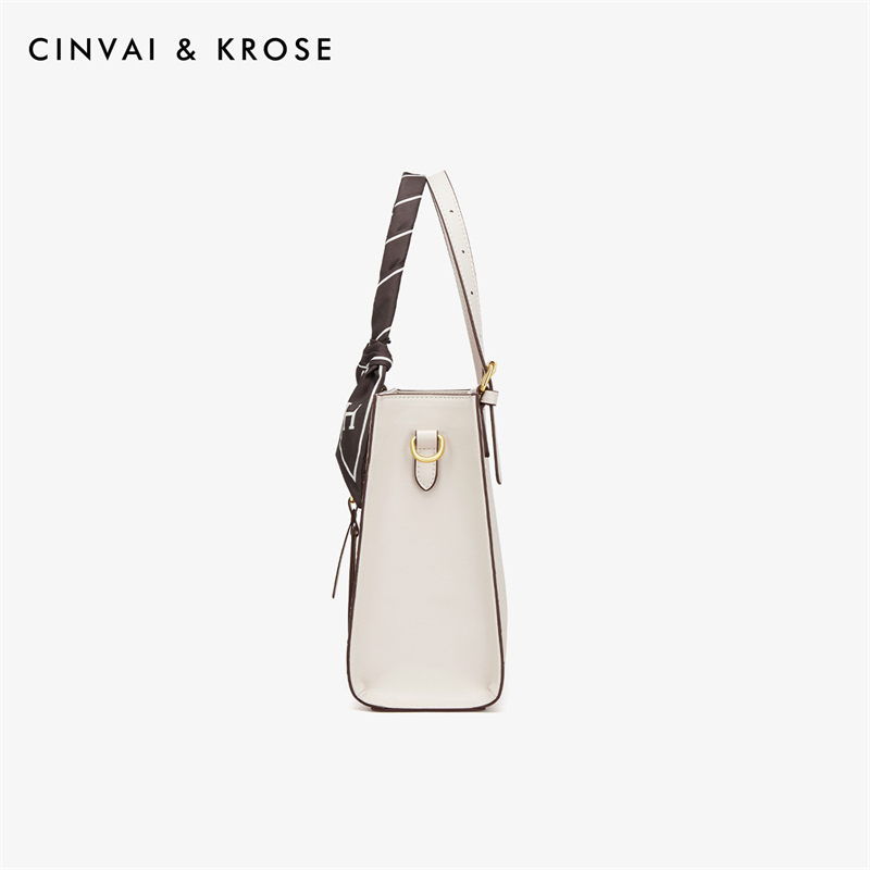 CinvaiKrose 牛皮包包新款包包女斜挎包手提包女单肩包女包C6211D·黑色
