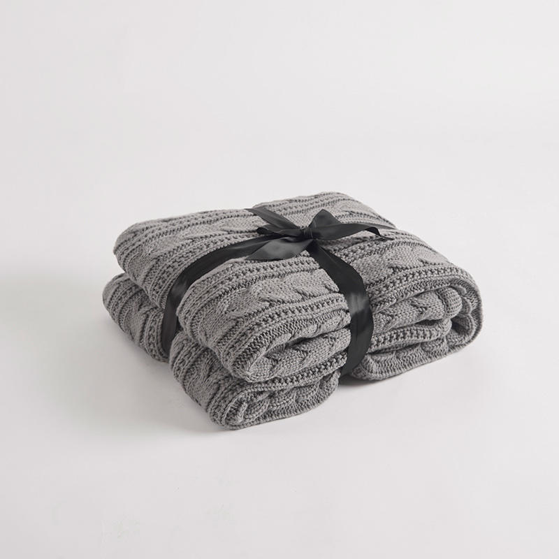 雅鹿纯棉针织羊羔绒双面盖毯130*160cm·灰色