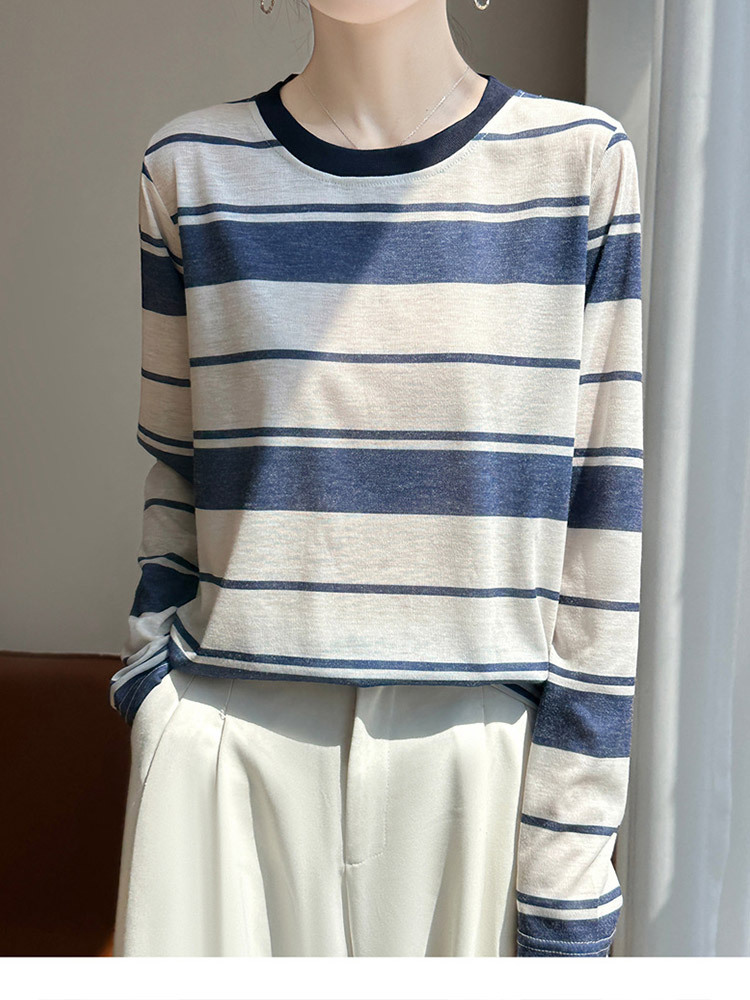 新款超细纤维透气多彩条纹气质减龄防晒衫·炫彩条纹