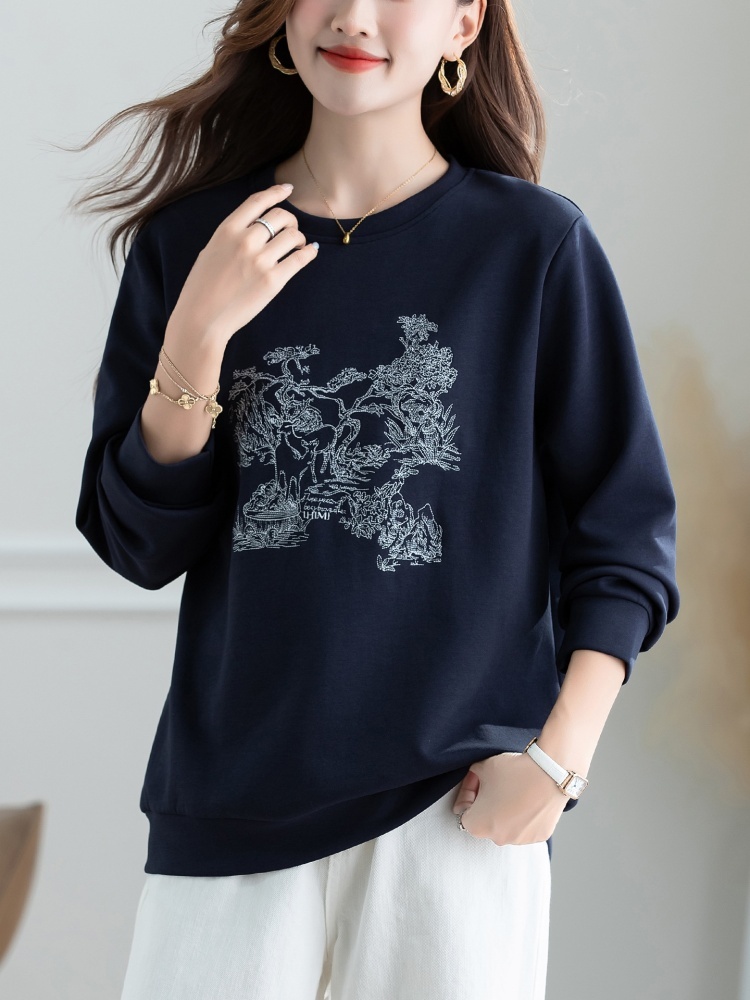 凯诗帕宽松刺绣卫衣6413·深蓝