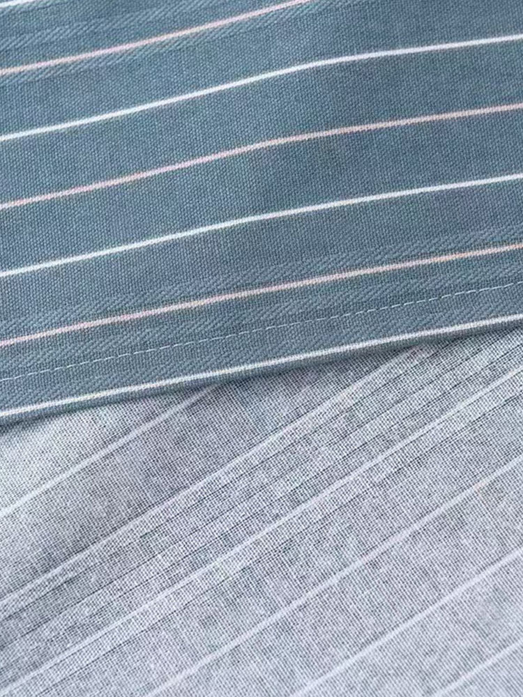 【合众精选】水漫庭 纯棉老粗布三件套240*245cm·蓝色条纹